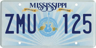 MS license plate ZMU125
