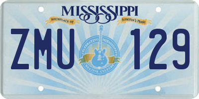 MS license plate ZMU129