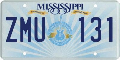 MS license plate ZMU131