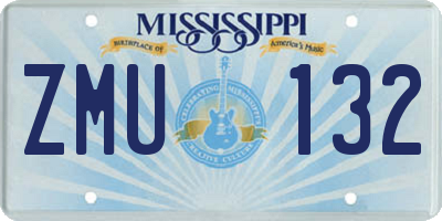 MS license plate ZMU132