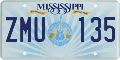MS license plate ZMU135