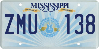 MS license plate ZMU138