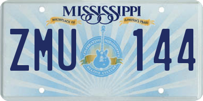 MS license plate ZMU144