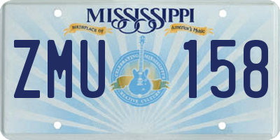 MS license plate ZMU158