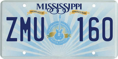 MS license plate ZMU160