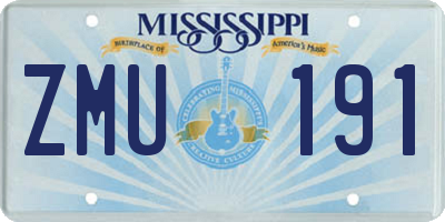 MS license plate ZMU191
