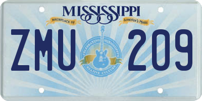 MS license plate ZMU209