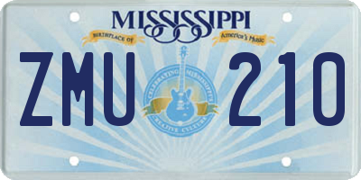 MS license plate ZMU210