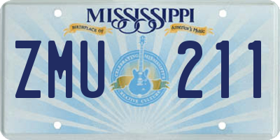 MS license plate ZMU211