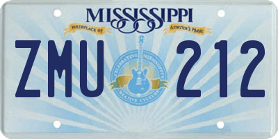 MS license plate ZMU212