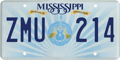 MS license plate ZMU214