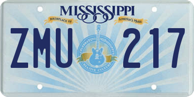 MS license plate ZMU217
