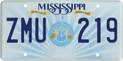 MS license plate ZMU219