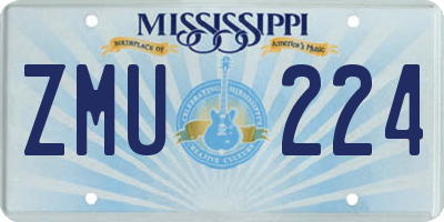 MS license plate ZMU224