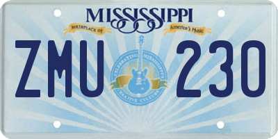 MS license plate ZMU230