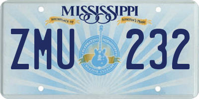 MS license plate ZMU232