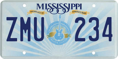 MS license plate ZMU234
