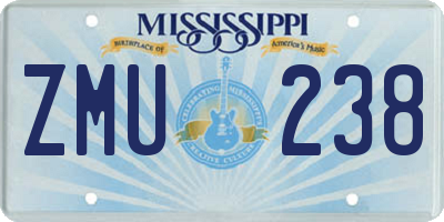 MS license plate ZMU238