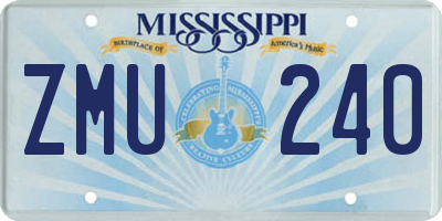 MS license plate ZMU240