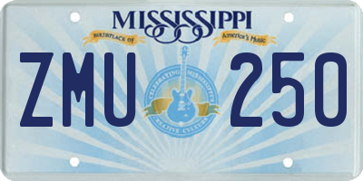 MS license plate ZMU250
