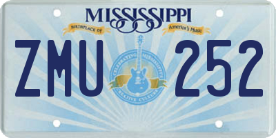 MS license plate ZMU252
