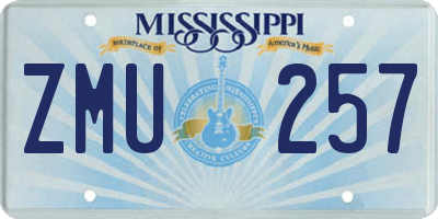 MS license plate ZMU257