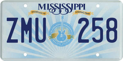 MS license plate ZMU258
