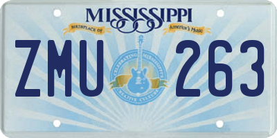 MS license plate ZMU263