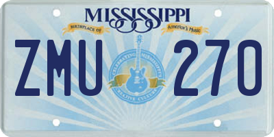MS license plate ZMU270