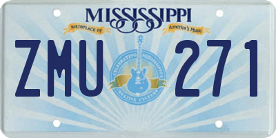 MS license plate ZMU271