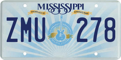 MS license plate ZMU278