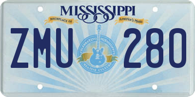MS license plate ZMU280