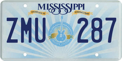 MS license plate ZMU287