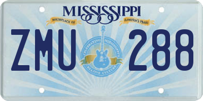 MS license plate ZMU288