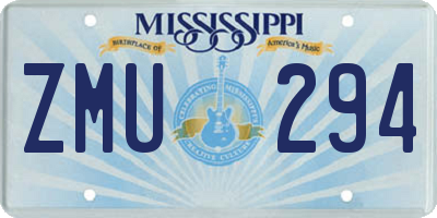 MS license plate ZMU294