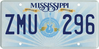 MS license plate ZMU296