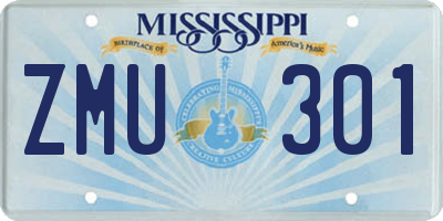 MS license plate ZMU301