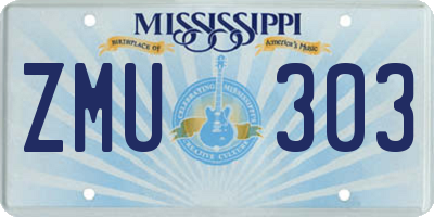MS license plate ZMU303