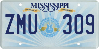MS license plate ZMU309