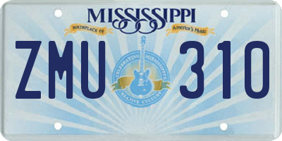 MS license plate ZMU310