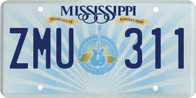 MS license plate ZMU311