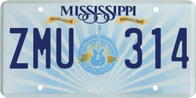 MS license plate ZMU314