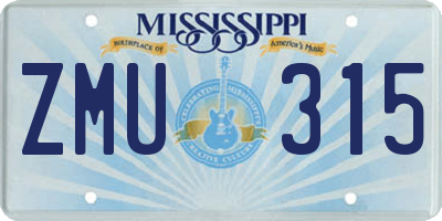 MS license plate ZMU315
