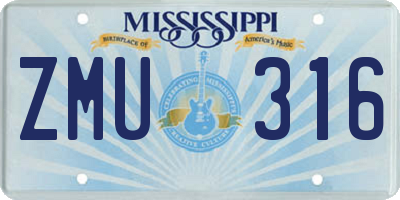 MS license plate ZMU316
