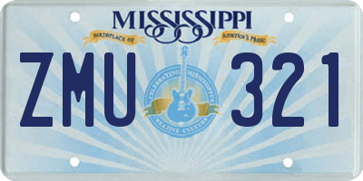 MS license plate ZMU321