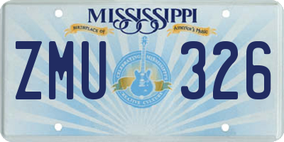 MS license plate ZMU326