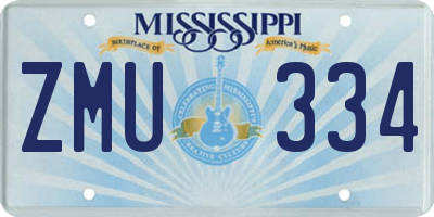 MS license plate ZMU334