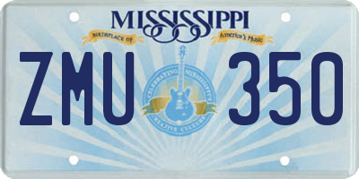 MS license plate ZMU350