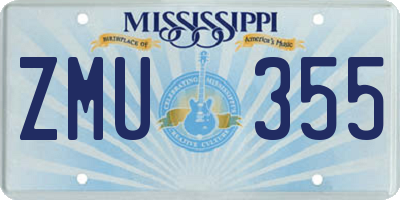 MS license plate ZMU355
