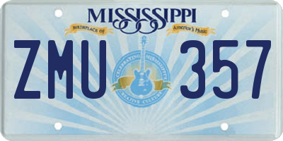MS license plate ZMU357